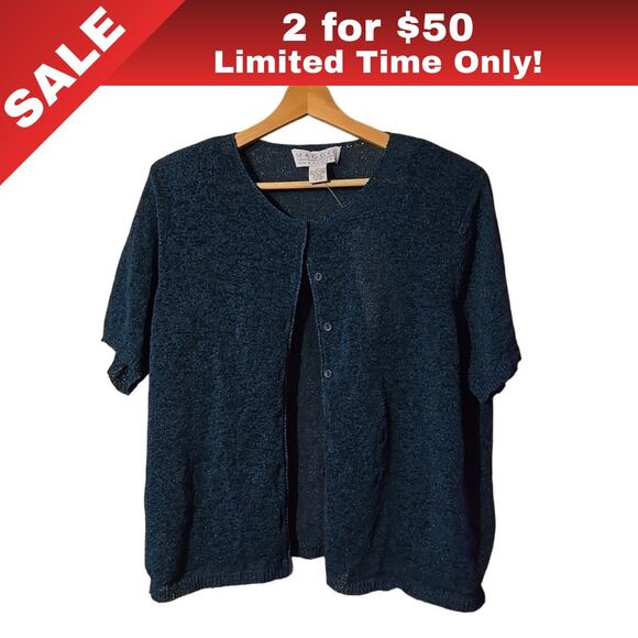 [Sale: 2 for $50!] NWT Maggie McNaughton 2X Blue Knit Cardigan 0088 - Picture 1 of 8
